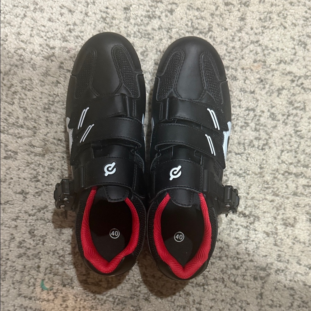 Peloton Kids Black and Red Sneakers